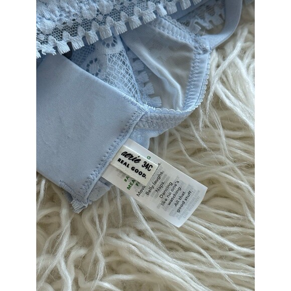 Aerie Real Power Wireless Push Up Joy Convertible Lace Bra Size 34C Light Blue - Picture 10 of 10
